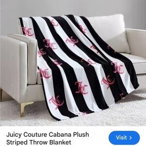 Juicy Couture Black and White Plush Throw